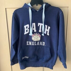 Bath England Sz XS Navy Oversized Hoodie Sweatshirt Large Embroidered Logo